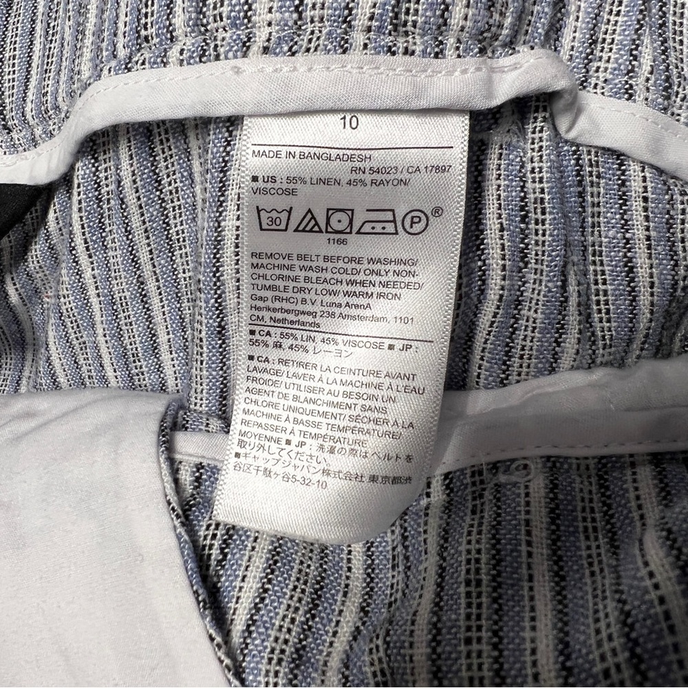 Linen Paper Bag Pant Blue Stripe Pockets Banana Republic Belted Women’s 10 - Picture 11 of 11
